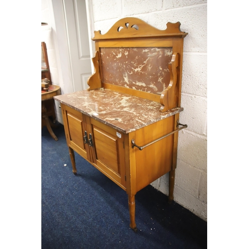 1226 - Early 20th Century Washstand with marble top and towel rails to sides Measures approx H:52 x W:46 x ... 