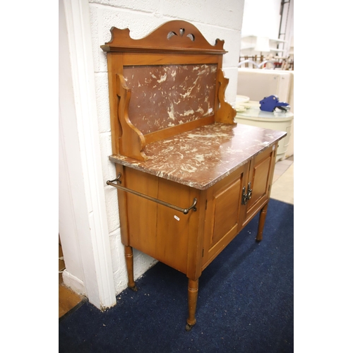 1226 - Early 20th Century Washstand with marble top and towel rails to sides Measures approx H:52 x W:46 x ... 