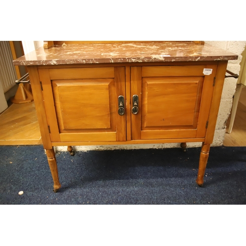 1226 - Early 20th Century Washstand with marble top and towel rails to sides Measures approx H:52 x W:46 x ... 