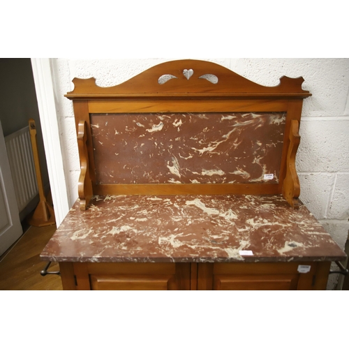 1226 - Early 20th Century Washstand with marble top and towel rails to sides Measures approx H:52 x W:46 x ... 