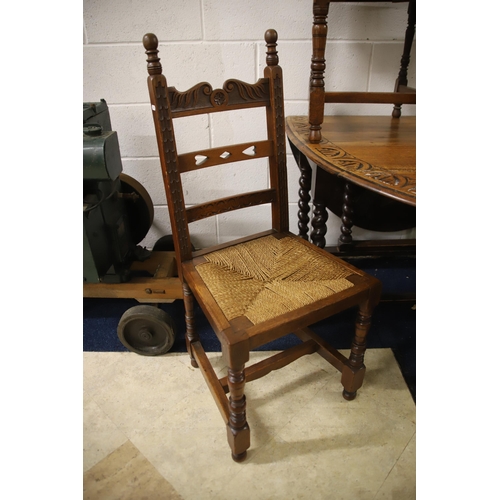 1227 - Good mixed furniture lot of three chairs and one drop leaf table and a pot cupboard.   all in good o... 