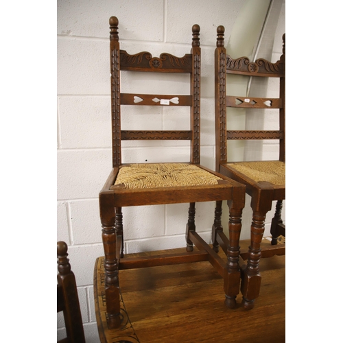 1227 - Good mixed furniture lot of three chairs and one drop leaf table and a pot cupboard.   all in good o... 