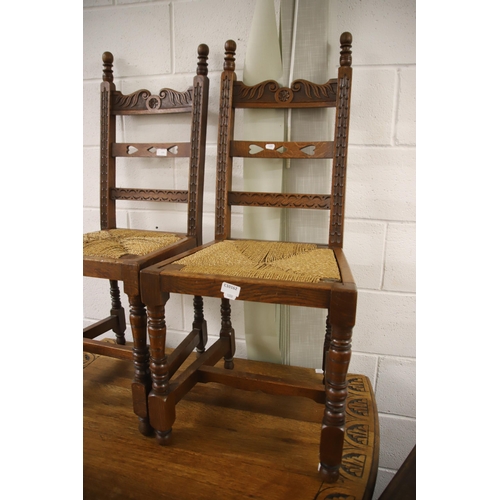 1227 - Good mixed furniture lot of three chairs and one drop leaf table and a pot cupboard.   all in good o... 