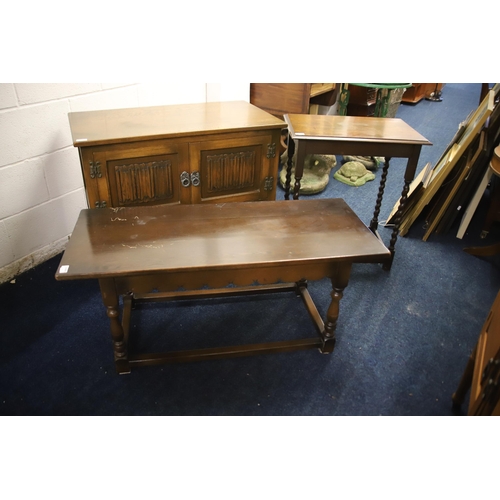 1228 - Mixed furniture lot to inlcude old charm cupboard,, Occasional table plus one other low console tabl... 