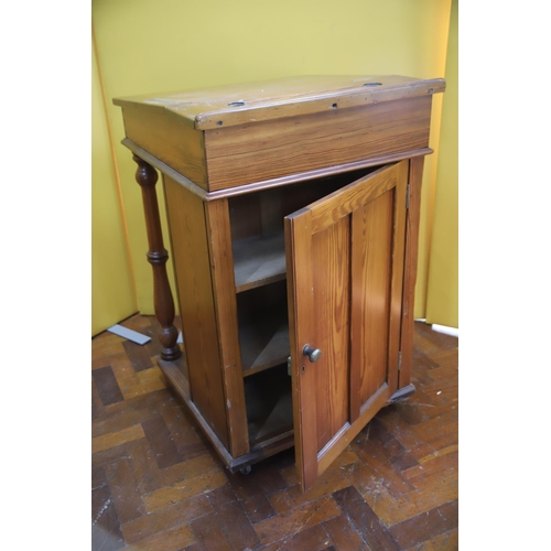 912 - Lovely old tall clerks desk in stained pine. In excellent condition . See photos.