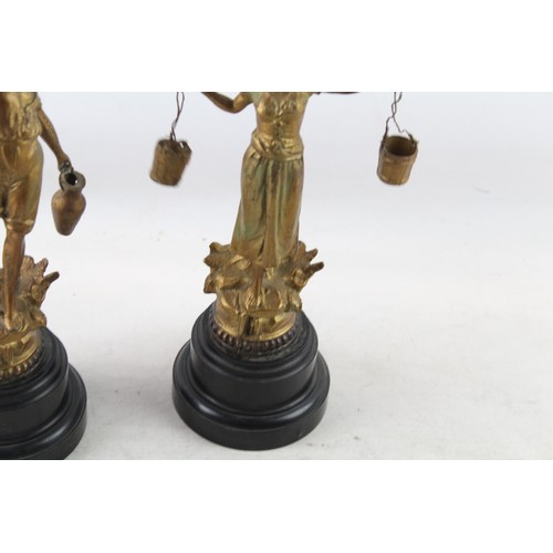 434 - Antique Pair Of Spelter Ornaments Carrying Pails  457920