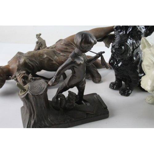 444 - Vintage Collectable Ornaments Spelter Black & White Advertising Dogs Etc x 4 575192