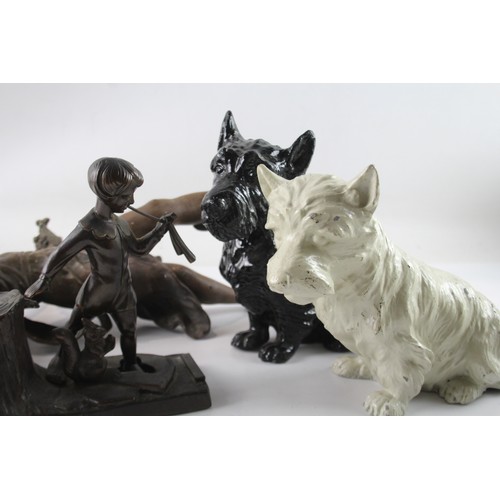 444 - Vintage Collectable Ornaments Spelter Black & White Advertising Dogs Etc x 4 575192