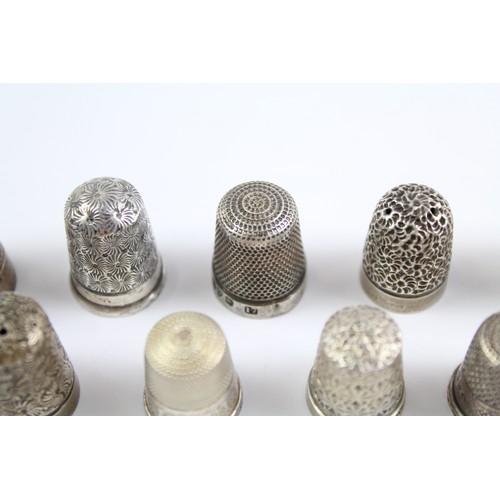 468 - 9 x Antique / Vintage .925 Sterling Silver Thimbles Inc Charles Horner (46g) 2331248