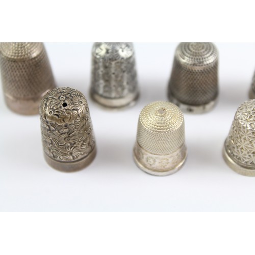 468 - 9 x Antique / Vintage .925 Sterling Silver Thimbles Inc Charles Horner (46g) 2331248