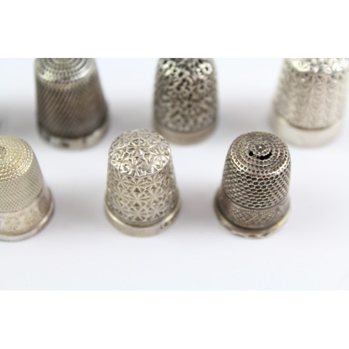 468 - 9 x Antique / Vintage .925 Sterling Silver Thimbles Inc Charles Horner (46g) 2331248