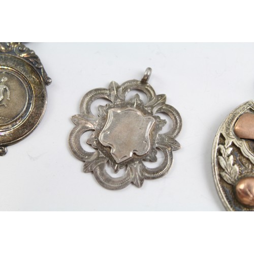 469 - 4 x Antique / Vintage Hallmarked .925 Sterling Silver Fobs / Medallions (30g) 657532