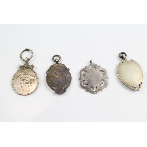 469 - 4 x Antique / Vintage Hallmarked .925 Sterling Silver Fobs / Medallions (30g) 657532