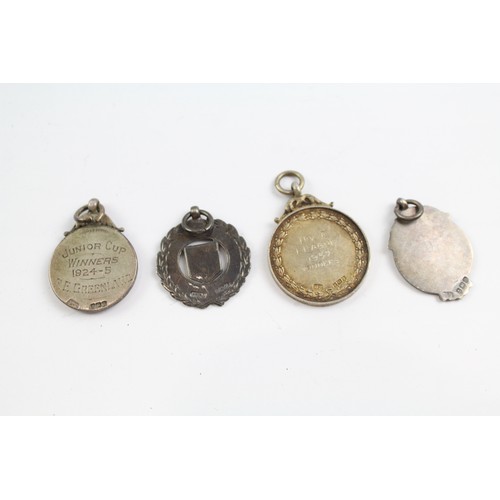 471 - 4 x Antique / Vintage Hallmarked .925 Sterling Silver Fobs / Medallions (41g) 657533