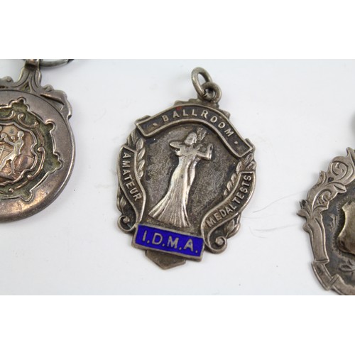 482 - 4 x Antique / Vintage Hallmarked .925 Sterling Silver Fobs / Medallions (34g) 657523