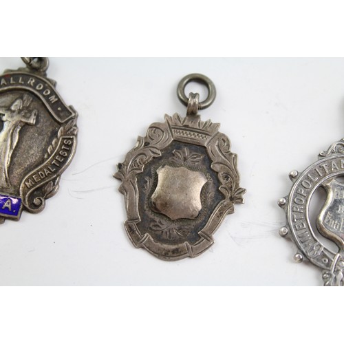 482 - 4 x Antique / Vintage Hallmarked .925 Sterling Silver Fobs / Medallions (34g) 657523