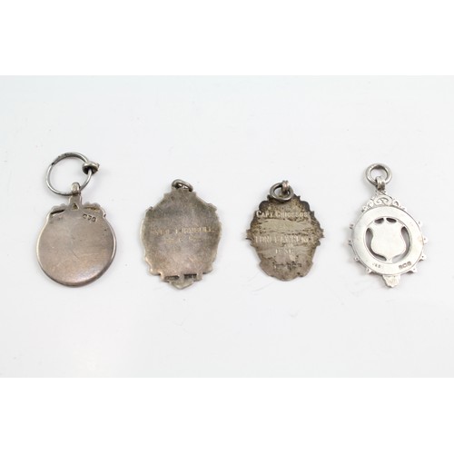 482 - 4 x Antique / Vintage Hallmarked .925 Sterling Silver Fobs / Medallions (34g) 657523