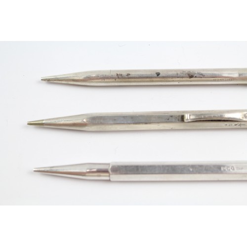 488 - 3 x Vintage Stamped .925 Sterling Silver Propelling Pencils Inc Yard O Led 68g 2331227