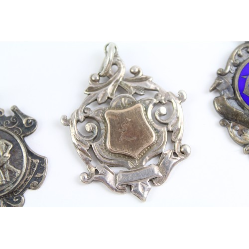 493 - 4 x Antique / Vintage Hallmarked .925 Sterling Silver Fobs / Medallions (43g) 657535