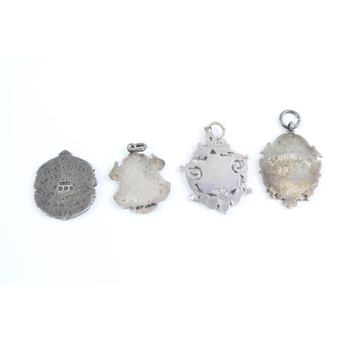 493 - 4 x Antique / Vintage Hallmarked .925 Sterling Silver Fobs / Medallions (43g) 657535