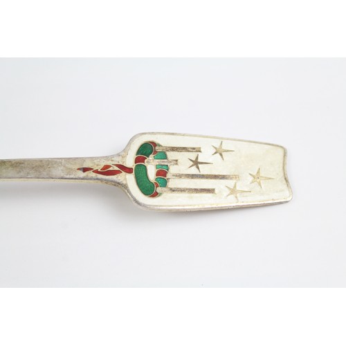 494 - Vintage Denmark .925 Sterling Silver Enamel Detailed Commemorative Spoon 40g 2331211