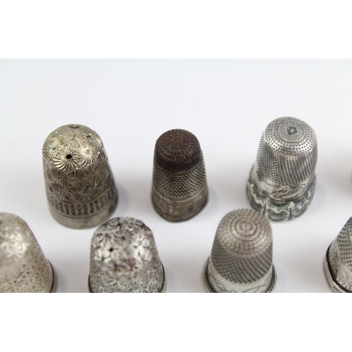 495 - 9 x Antique / Vintage .925 Sterling Silver Thimbles Inc Charles Horner (29g) 2331247