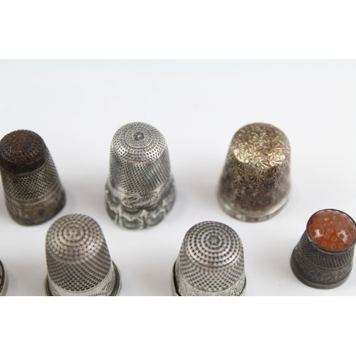 495 - 9 x Antique / Vintage .925 Sterling Silver Thimbles Inc Charles Horner (29g) 2331247