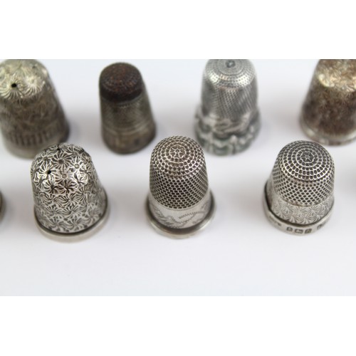 495 - 9 x Antique / Vintage .925 Sterling Silver Thimbles Inc Charles Horner (29g) 2331247