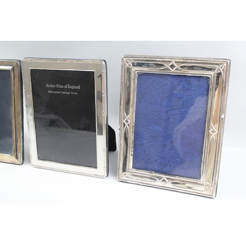 496 - 3 x Vintage Hallmarked .925 Sterling Silver Medium Photograph Frames (1205g) 2331246