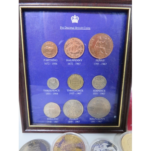 293 - Selection of Uk Coins, some framed under glass plus a selection of other coins to include a Copper W... 