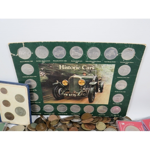 296 - Large amount of mostly UK copper and Cupro Crowns plus other collectable coins .  Total weight appro... 