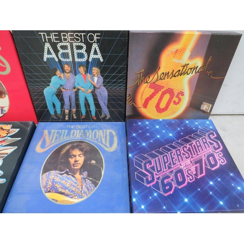 324 - Six Multi Record Boxed Sets by, Carpenters, Hits of 70's etc, see photos