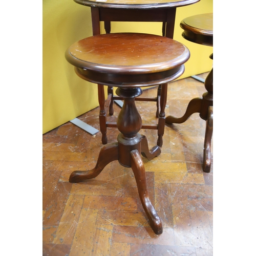 923 - A Pair of Matched Mahogany wine tables plus one other circular table. See photos