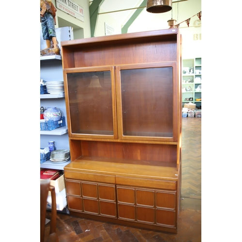 927 - Mid 20th Century Mc'intosh Teak Wall unit with glass top doors  . Comes  in two parts for ease of mo... 