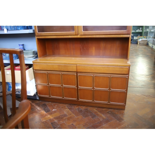 927 - Mid 20th Century Mc'intosh Teak Wall unit with glass top doors  . Comes  in two parts for ease of mo... 