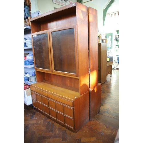 927 - Mid 20th Century Mc'intosh Teak Wall unit with glass top doors  . Comes  in two parts for ease of mo... 