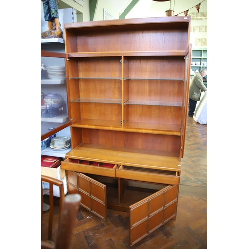 927 - Mid 20th Century Mc'intosh Teak Wall unit with glass top doors  . Comes  in two parts for ease of mo... 