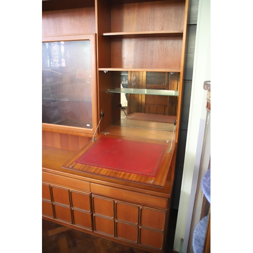 928 - Mid 20th Century Mc'intosh Teak Wall unit with glass top doors  . Comes  in two parts for ease of mo... 