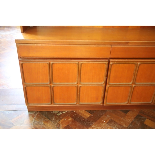 928 - Mid 20th Century Mc'intosh Teak Wall unit with glass top doors  . Comes  in two parts for ease of mo... 