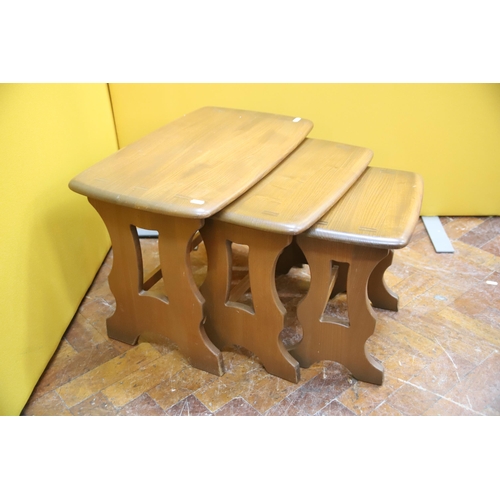 944 - Set of Three Ercol small tables in the Chantry style, Golden Dawn Colorway. Largest 16 x 22 x 14. Al... 