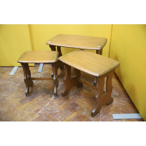 944 - Set of Three Ercol small tables in the Chantry style, Golden Dawn Colorway. Largest 16 x 22 x 14. Al... 