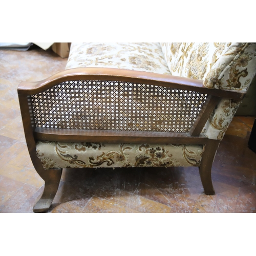 945 - Vintage Two Seater Bergere settee with upholstered seat and back.  Measures aprox H:29 x W:48 x D;27... 