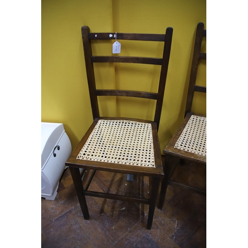 947 - Dealers lot of Two Parlour chairs with bergere seats, two eastern tables plus a small white painted ... 