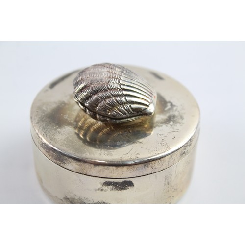 505 - Vintage Hallmarked .925 Sterling Silver Pill / Trinket Box w/ Shell Detail 92g 2331324