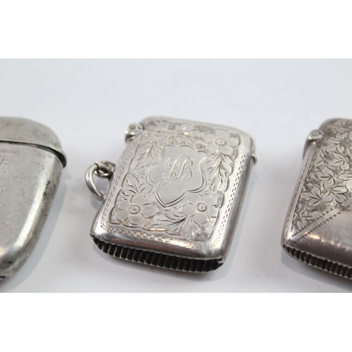 516 - 3 x Antique .925 Sterling Silver Vesta / Match Cases 56g 2331305