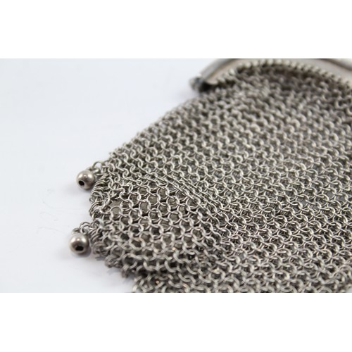 522 - Antique Hallmarked .925 Sterling Silver Chainmail Coin Purse / Bag 69g 2331319