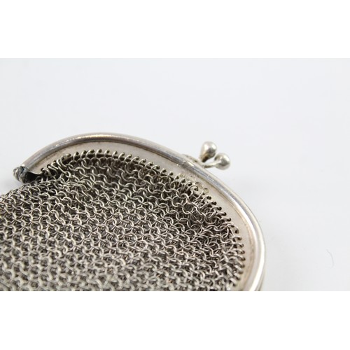 522 - Antique Hallmarked .925 Sterling Silver Chainmail Coin Purse / Bag 69g 2331319