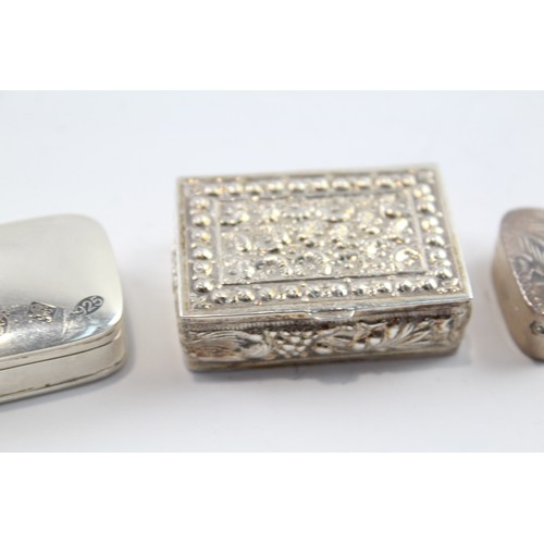 525 - 3 x Vintage .925 Sterling Silver Pill / Trinket Boxes (39g) 2331326