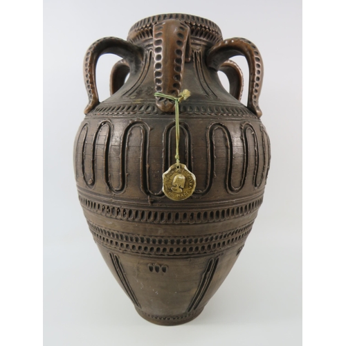 549 - Large Austrian Gmundner Keramik Octopus design floor vase, 18.5