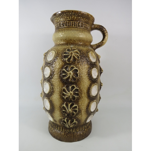 553 - Large Bay Keramik West German floor vase with handle, 17 3/4